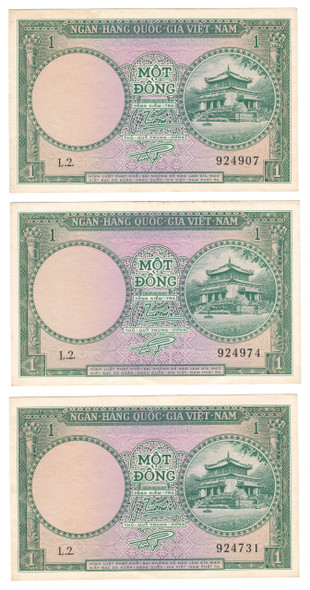 South Vietnam: 1955 1 Dong Banknote Collection Lot (3 Pieces)