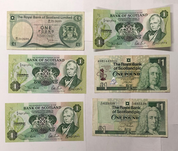 Scotland: 1977 - 1997 Banknote Collection Lot (6 Pieces)