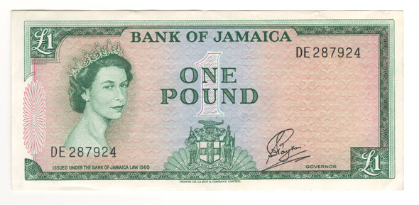 Jamaica: 1964 1 Pound Banknote Jamaica: 1964 1 Pound Banknote