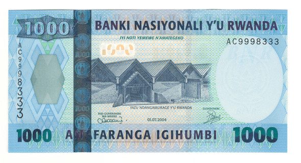 Rwanda: 2004 1000 Francs Banknote P.31 Rwanda: 2004 1000 Francs Banknote P.31