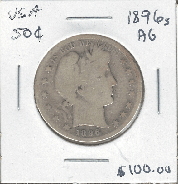 United States: 1896S 50 Cent AG