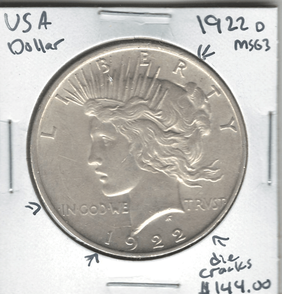 United States: 1922D Peace Dollar MS63