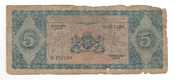 Curacao: 1939 5 Gulden Banknote