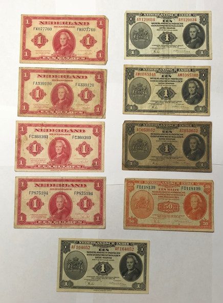 Netherlands: Banknote Collection Lot (9 Pieces) Netherlands: Banknote Collection Lot (9 Pieces)
