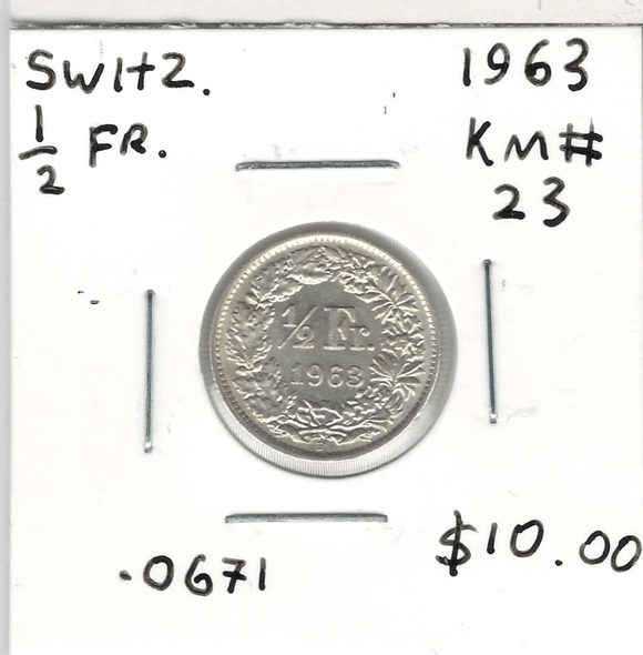 Switzerland: 1963 1/2 Franc