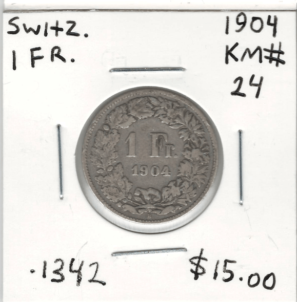 Switzerland: 1904 1 Franc