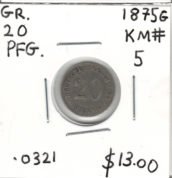 Germany: 1875G 20 Pfennig