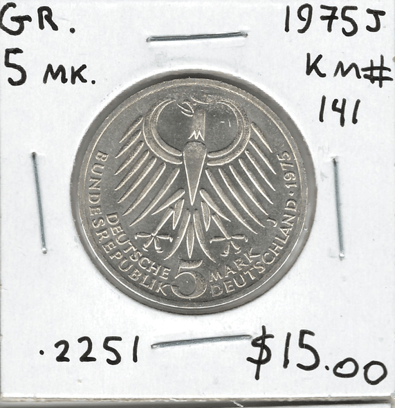 Germany: 1975J 5 Mark