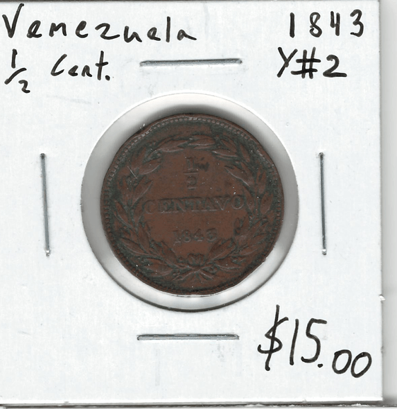Venezuela: 1843 1/2 Cent