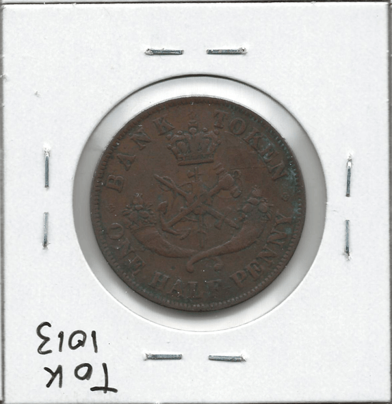 Province of Canada: Bank of Upper Canada 1857 1/2 Penny PC-5D #4 Province of Canada: Bank of Upper Canada 1857 1/2 Penny PC-5D #4