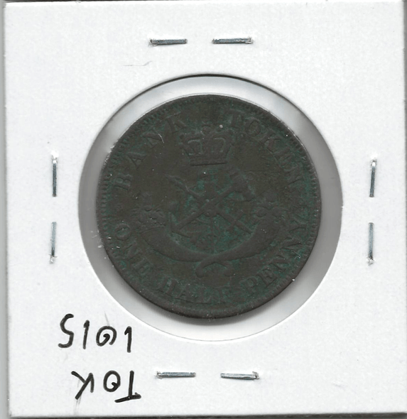 Province of Canada: Bank of Upper Canada 1852 1/2 Penny PC-5B2 Province of Canada: Bank of Upper Canada 1852 1/2 Penny PC-5B2