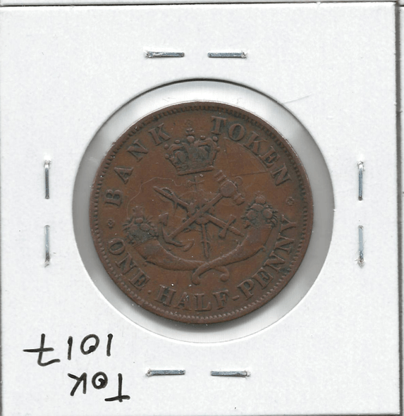 Province of Canada: Bank of Upper Canada 1852 1/2 Penny PC-5B2 #3 Province of Canada: Bank of Upper Canada 1852 1/2 Penny PC-5B2 #3