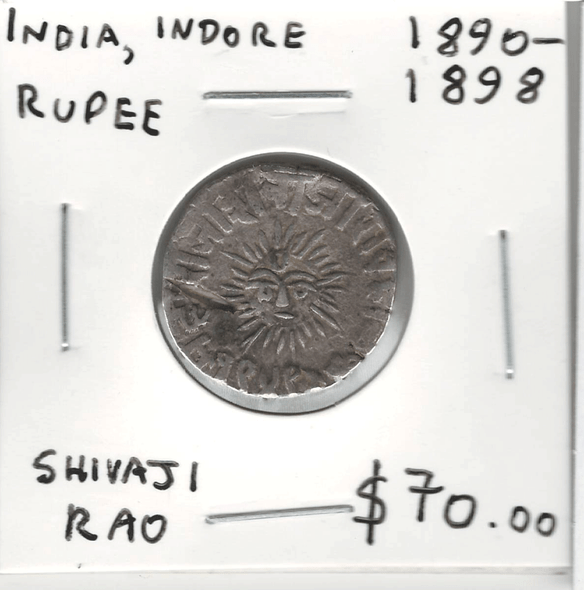 India: Indore: 1890 - 1898 Rupee Shivaji Rao
