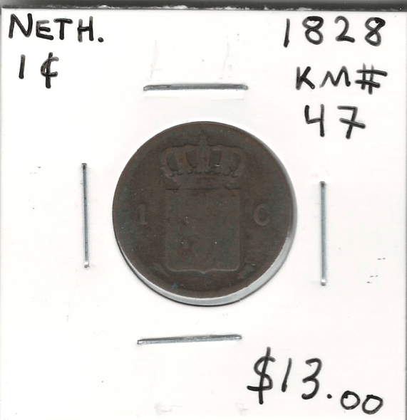 Netherlands: 1828 1 Cent