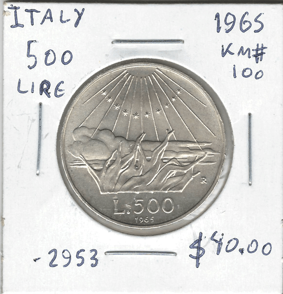 Italy: 1965 500 Lire 700th Anniversary of the birth of Dante Alighieri