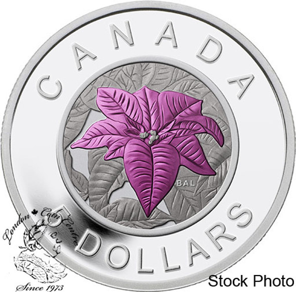 Canada: 2014 $5 Flowers in Canada Poinsettia Silver Coin
