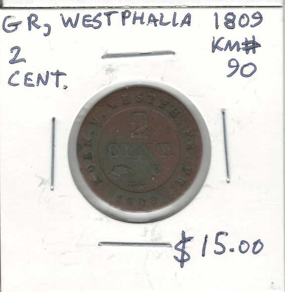 Germany, Westphalia: 1809 2 Centimes
