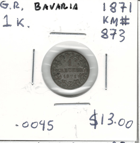 Germany, Bavaria: 1871 Kreuzer