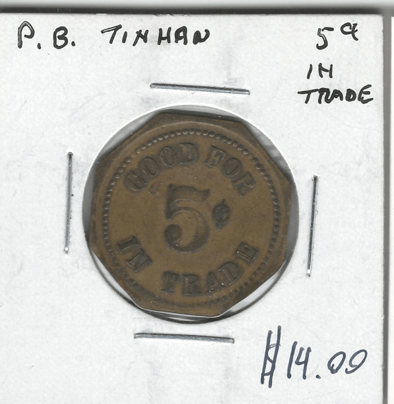 United States: P.B. Tinhan 5 Cent Token