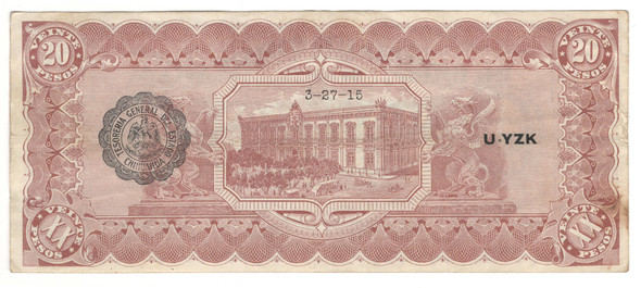 Mexico, Chihuahua: 1915 20 Pesos #2