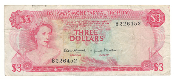 Bahamas: 1968 3 Dollars