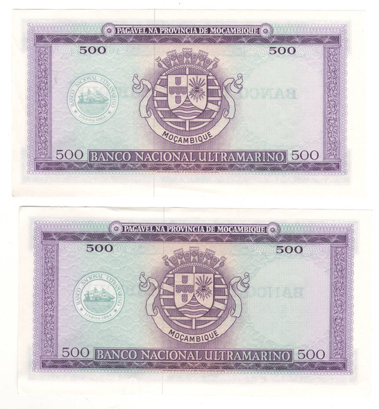 Mozambique: 1967 500 Escudos Lot of 2