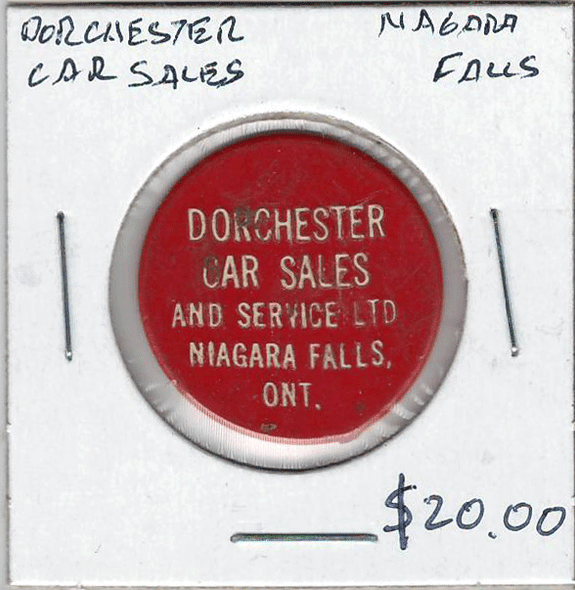 Niagara Falls, Ont. Dorchester Car Sales 5 Cent Token