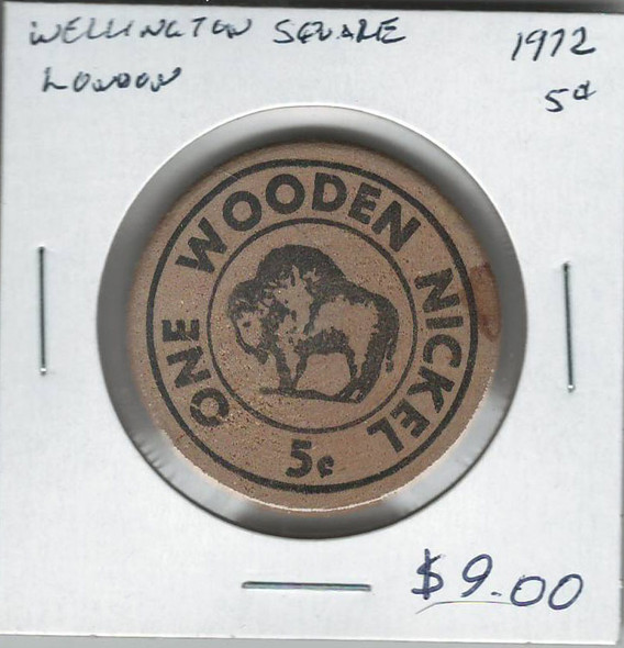 London, Canada 1972 Wellington Square Wooden Nickel