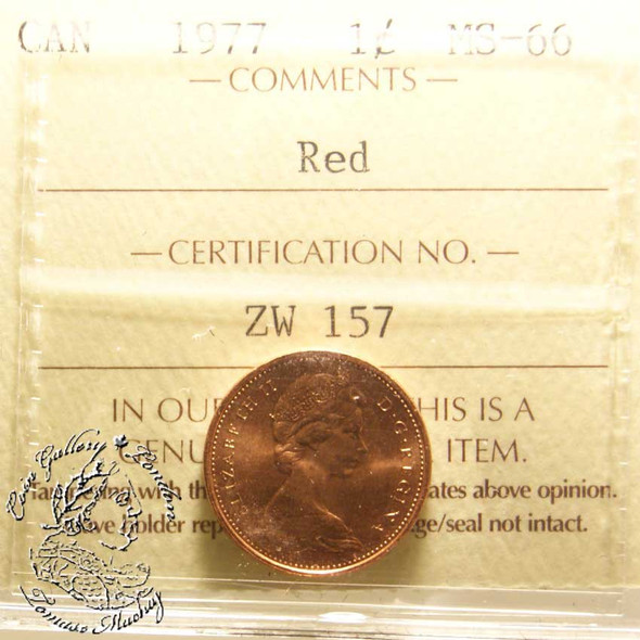 Canada: 1977 1 Cent ICCS MS66 Red Coin nr 3