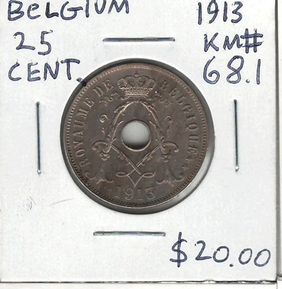 Belgium: 1913 25 Centimes