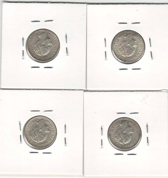 Netherlands: 1939-41 25 Cents 4 Piece Lot