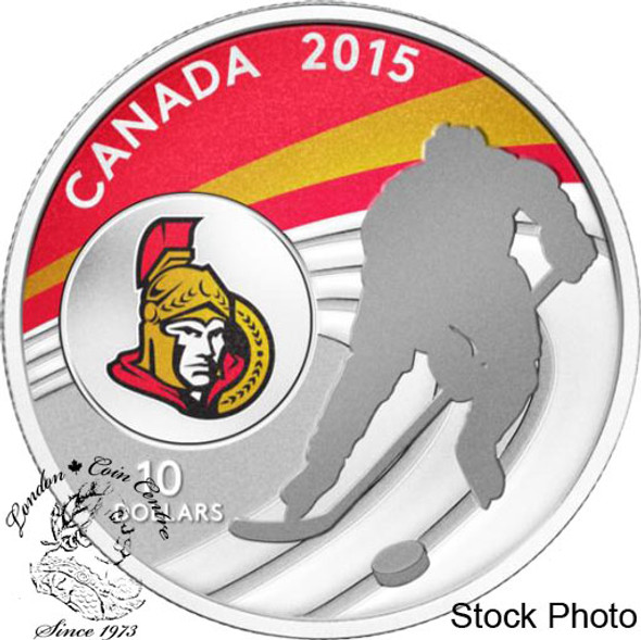 Canada: 2015 $10 Ottawa Senators NHL Hockey Silver Coin