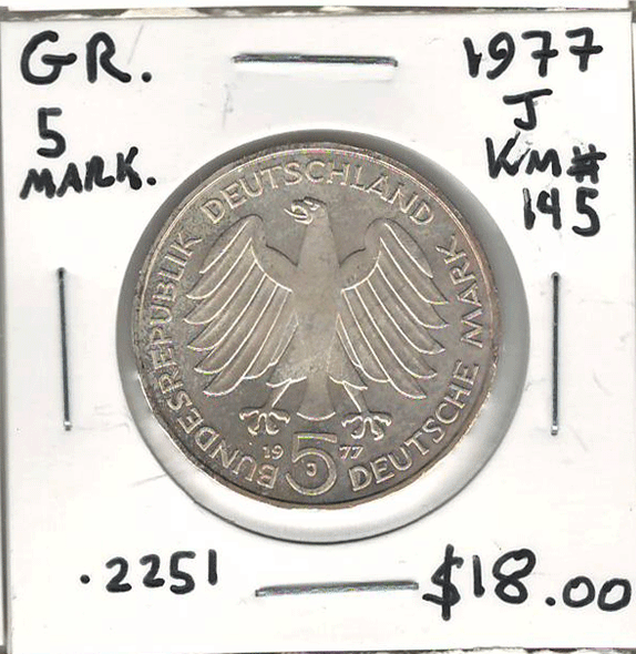 Germany: 1977J 5 Mark