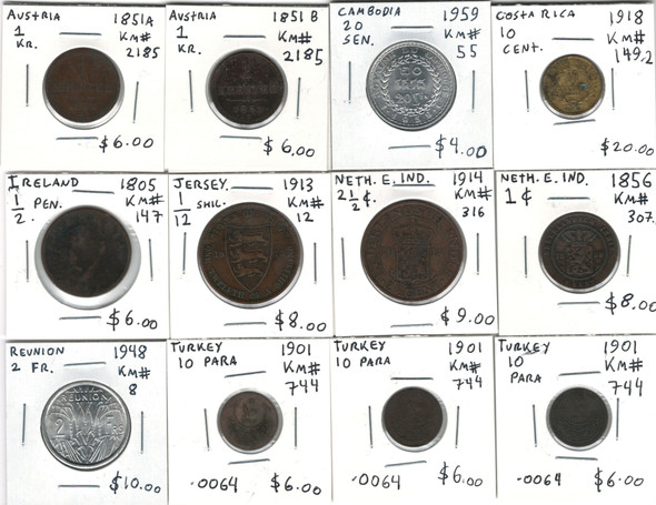 World Bulk Coin Lot: Austria, Netherlands East Indies, Turkey 12 Pcs Including Silver