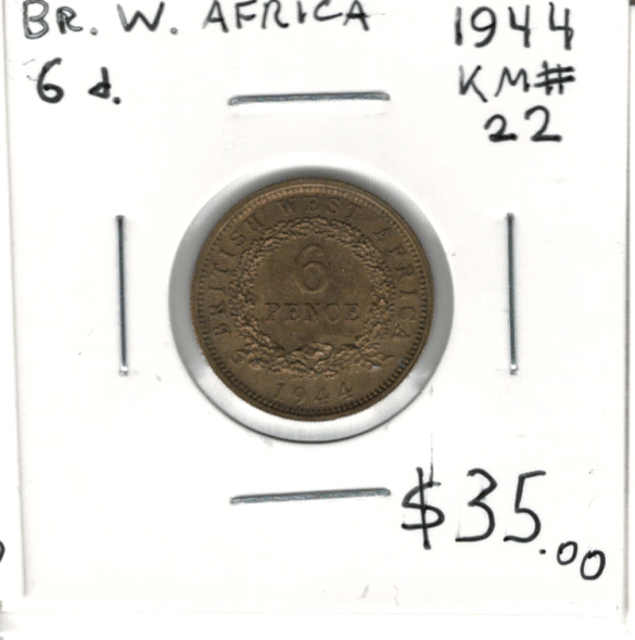 British West Africa: 1944 6 Pence