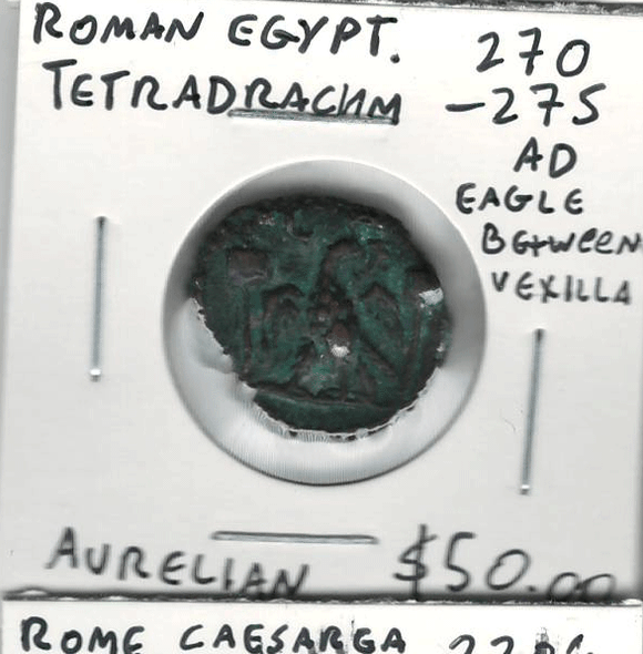 Roman Provinces, Egypt, Alexandria: 270-275 AD Tetradrachm Aurelian, Eagle Between Vexilla