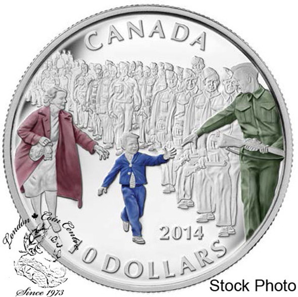 Canada: 2014 $10 Wait For Me Daddy Coloured Silver Coin