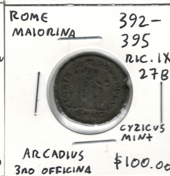 Rome: 392-395 AD Maiorina Arcadius, Cyzicus Mint, 3rd Officina