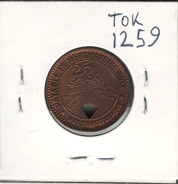 United States: Hutchison Coal Company 25 H. Token, Payable in Merchandise Only United States: Hutchison Coal Company 25 H. Token, Payable in Merchandise Only