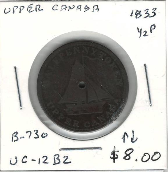 Upper Canada: 1833 1/2 Penny UC-12-B2