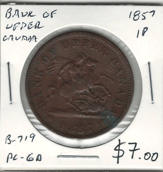 Bank of Upper Canada: 1857 Penny PC-6D #6