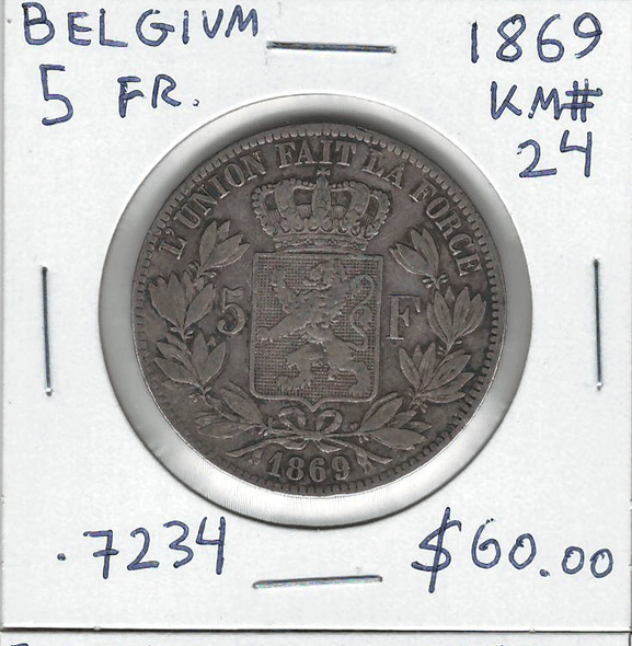 Belgium: 1869 5 Francs #4
