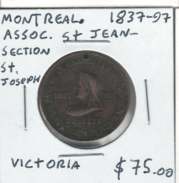 Montreal: 1897 Association St. Jean Baptiste Section St. Joseph De Montreal Medal