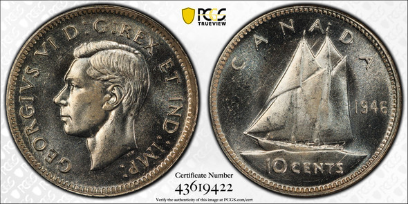 Canada: 1946 10 Cents PCGS MS65