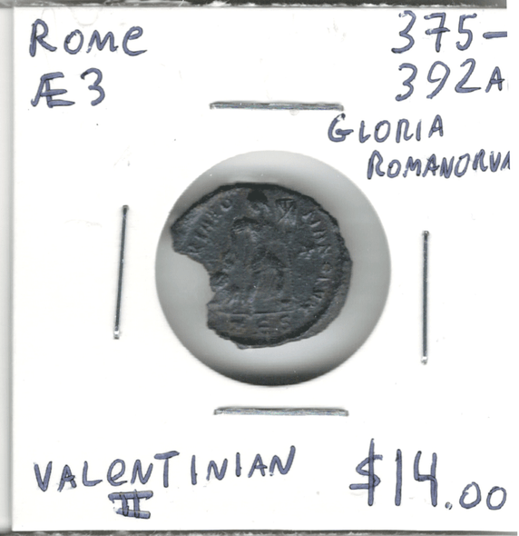Roman Empire: 375-392 AD AE3 Valentinian II, Gloria Romanorum