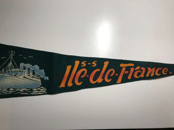 WWII Era S.S. Ile De France Ocean Liner Pennant