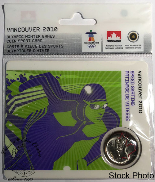 Canada: 2009 25 Cent Vancouver Olympics Speed Skating Sport Card with Coin