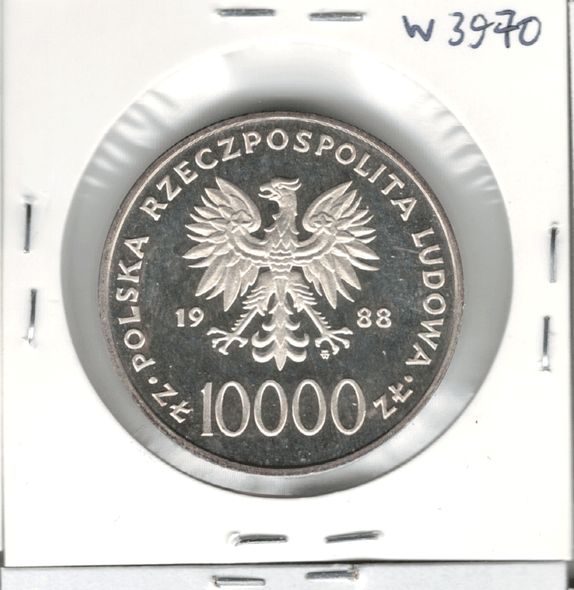 Poland: 1988 10000 Zlotych Proof 1 Ounce Silver Poland: 1988 10000 Zlotych Proof 1 Ounce Silver