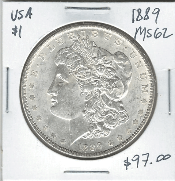 United States: 1889 Morgan Dollar MS62 United States: 1889 Morgan Dollar MS62