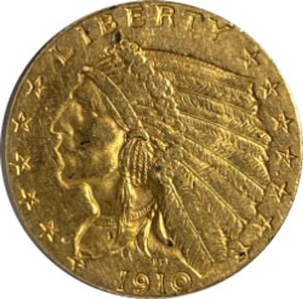 United States: 1910 $2.50 Gold Indian AU